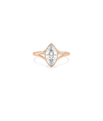 Bezel set marquise lab diamond solitaire ring in 14K rose gold