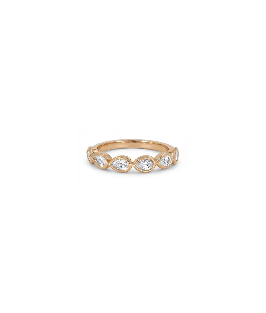 Bezel pear diamond band ring in 14K rose gold stackable style