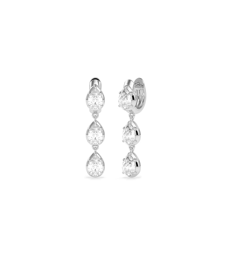 Bezel set pear lab diamond drop earrings in 14K white gold