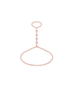 Bezel pear lab diamond hand chain bracelet in 14K rose gold
