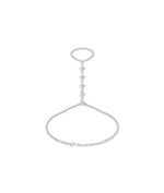 Bezel pear lab diamond hand chain bracelet in 14K white gold