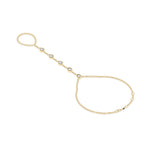 Bezel pear lab diamond hand chain bracelet in 14K yellow gold side profile
