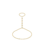 Bezel pear lab diamond hand chain bracelet in 14K yellow gold