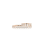 Bezel set round lab diamond two-finger ring in rose gold