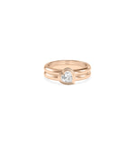 Bezel set heart lab diamond solitaire ring in 14K rose gold