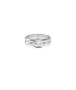 Bezel set heart lab diamond solitaire ring in 14K white gold