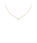 Bezel set lab diamond solitaire chain link necklace in yellow gold