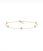 14K yellow gold bezel set aquamarine station bracelet gemstone jewelry