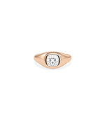 Bezel signet cushion lab diamond ring in rose gold