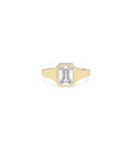 Bezel Signet Emerald Cut Lab Diamond Ring