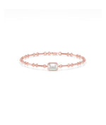Bezel solitaire lab diamond chain link bracelet in 14K rose gold