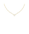 Bezel set solitaire lab diamond necklace in 14k yellow gold with delicate chain link chain