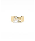Bold Diamond & Gold Initials Ring