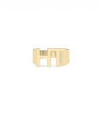 Bold gold initials ring in 14K solid yellow gold personalized style