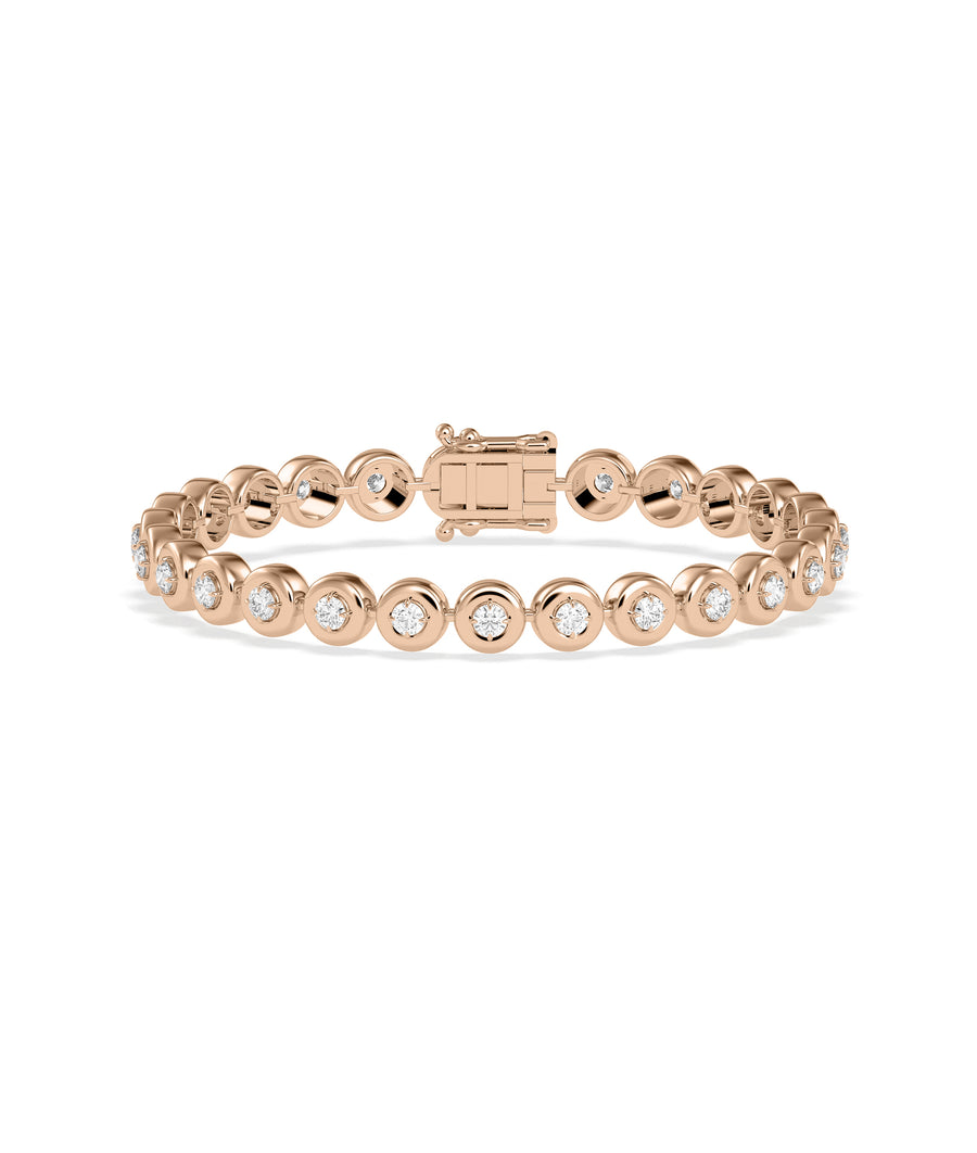 Bubble bezel diamond tennis bracelet in 14K rose gold