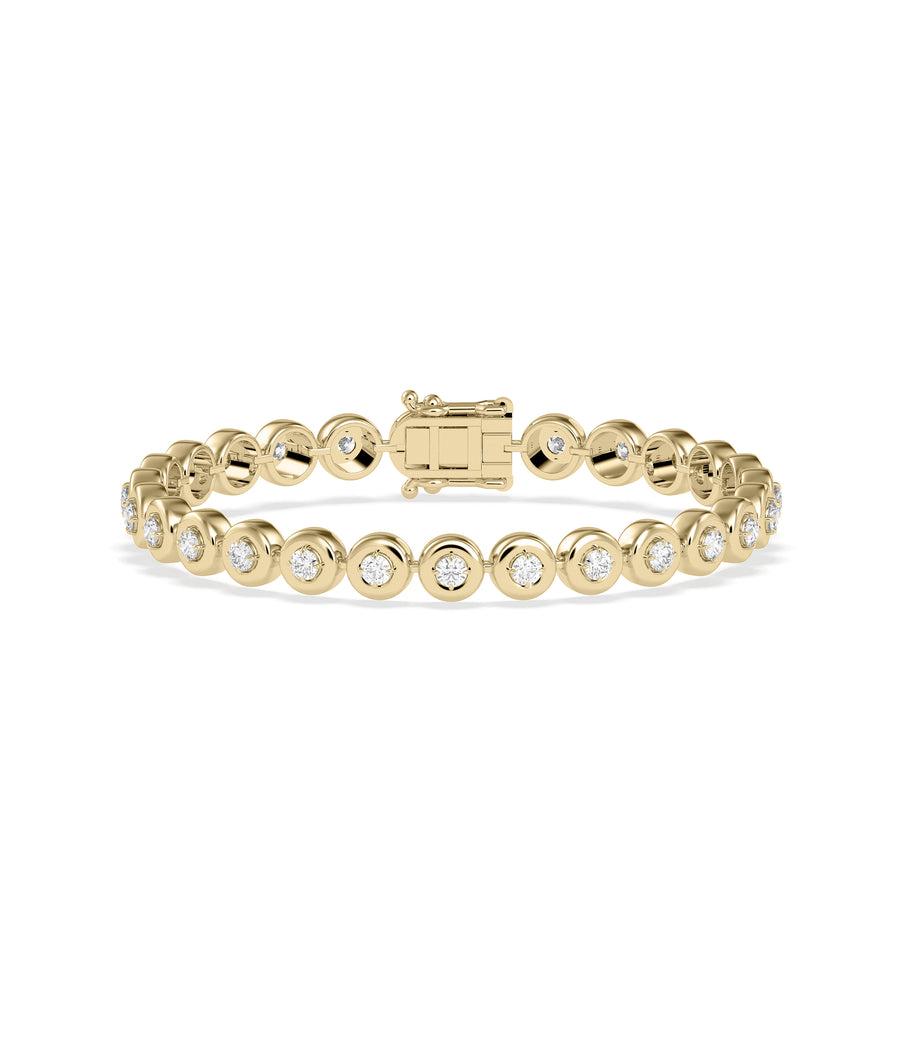 Bubble bezel diamond tennis bracelet in 14K yellow solid gold