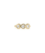 Bubble bezel heart diamond band ring in 14K solid yellow gold