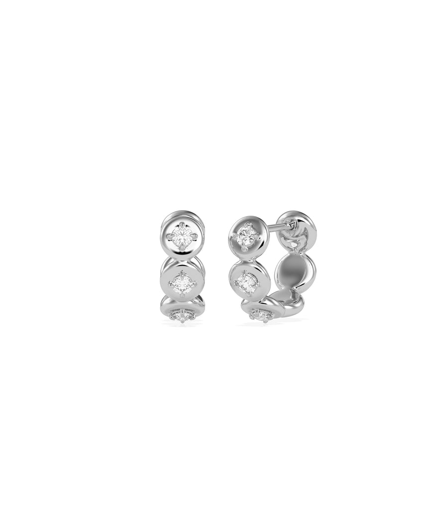 Bubble diamond hoop earrings in 14K solid white gold