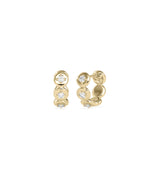 Bubble diamond hoop earrings in 14K solid yellow gold