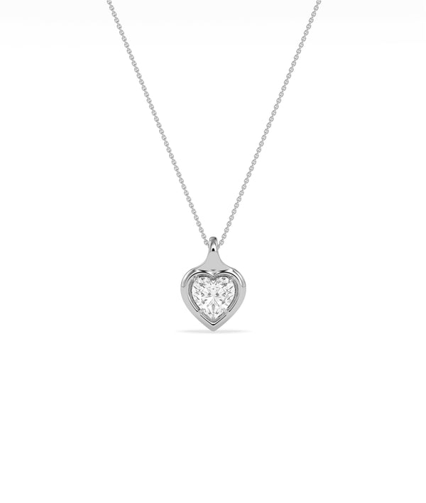 Bubble heart diamond charm pendant in 14K solid white gold alternate view