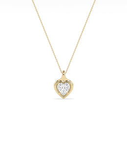 Bubble heart diamond charm pendant in 14K yellow solid gold