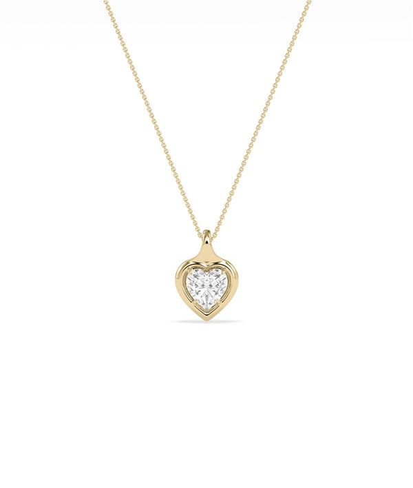 Bubble heart diamond charm pendant in 14K yellow solid gold