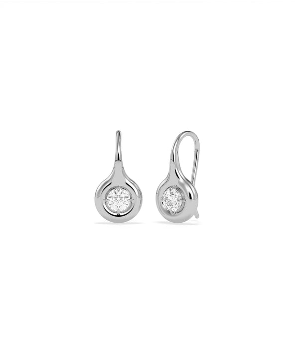 Bubble round diamond dangle earrings in 14K solid white gold alternate view