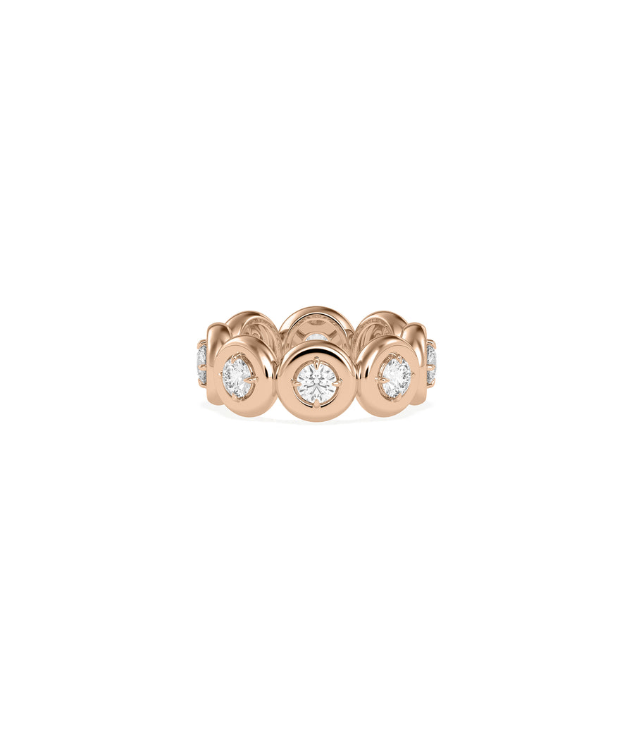Bubble set diamond eternity band ring in 14K rose gold