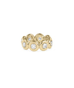 Bubble set diamond eternity band ring in 14K yellow gold side profile