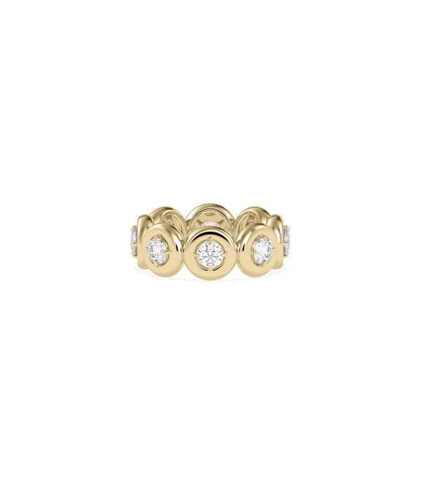 Bubble set diamond eternity band ring in 14K yellow gold