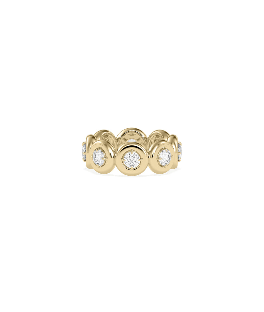 Bubble set diamond eternity band ring in 14K yellow gold