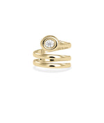 Bubble set twist solitaire diamond ring in 14K yellow gold