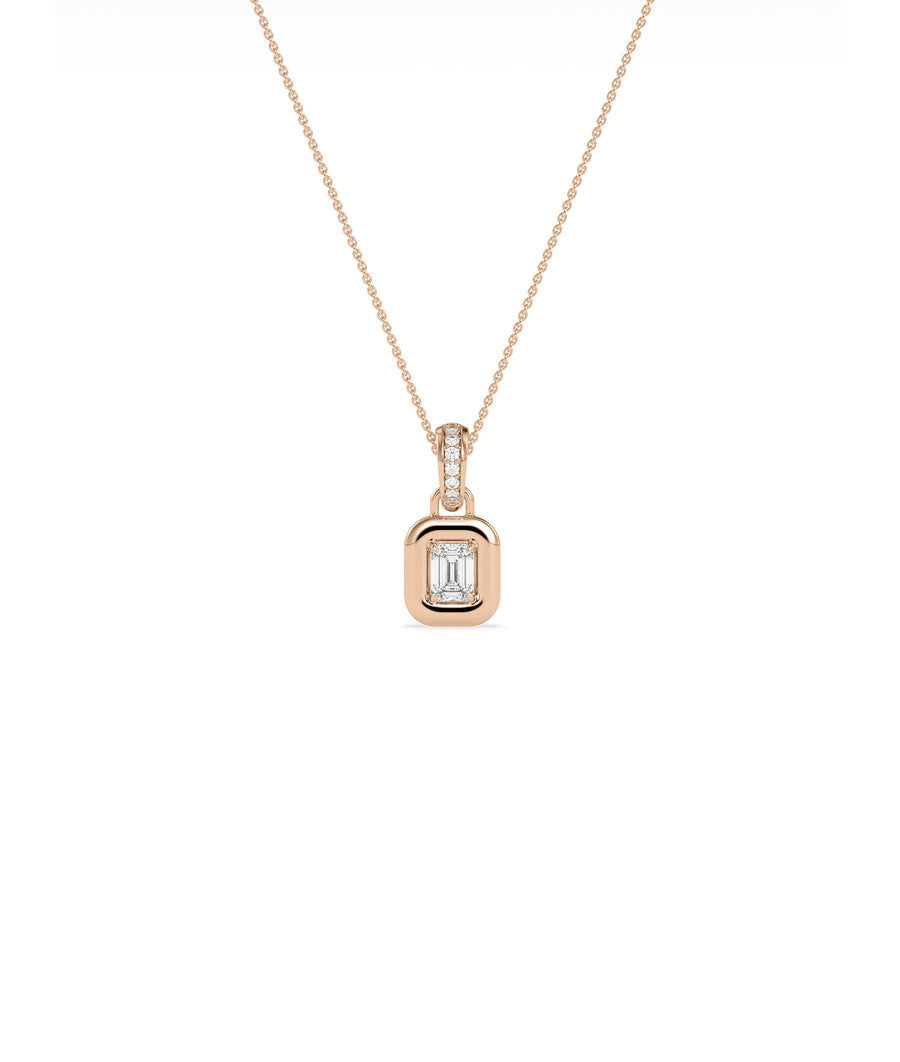 Bubble solitaire diamond charm pendant in 14K rose gold