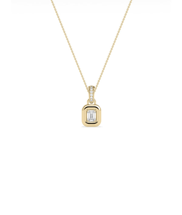 Bubble solitaire diamond charm pendant in 14K yellow solid gold