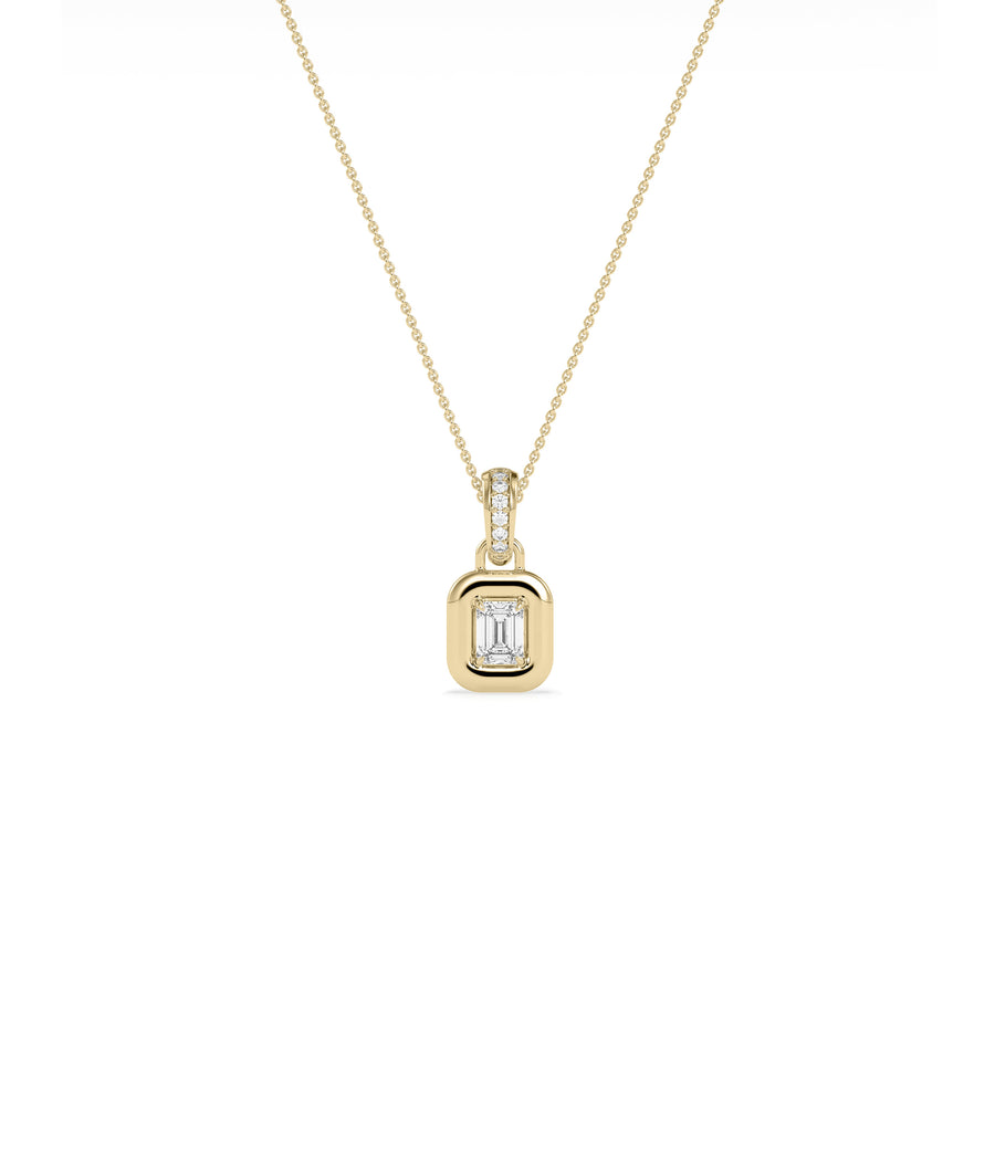 Bubble solitaire diamond charm pendant in 14K yellow solid gold