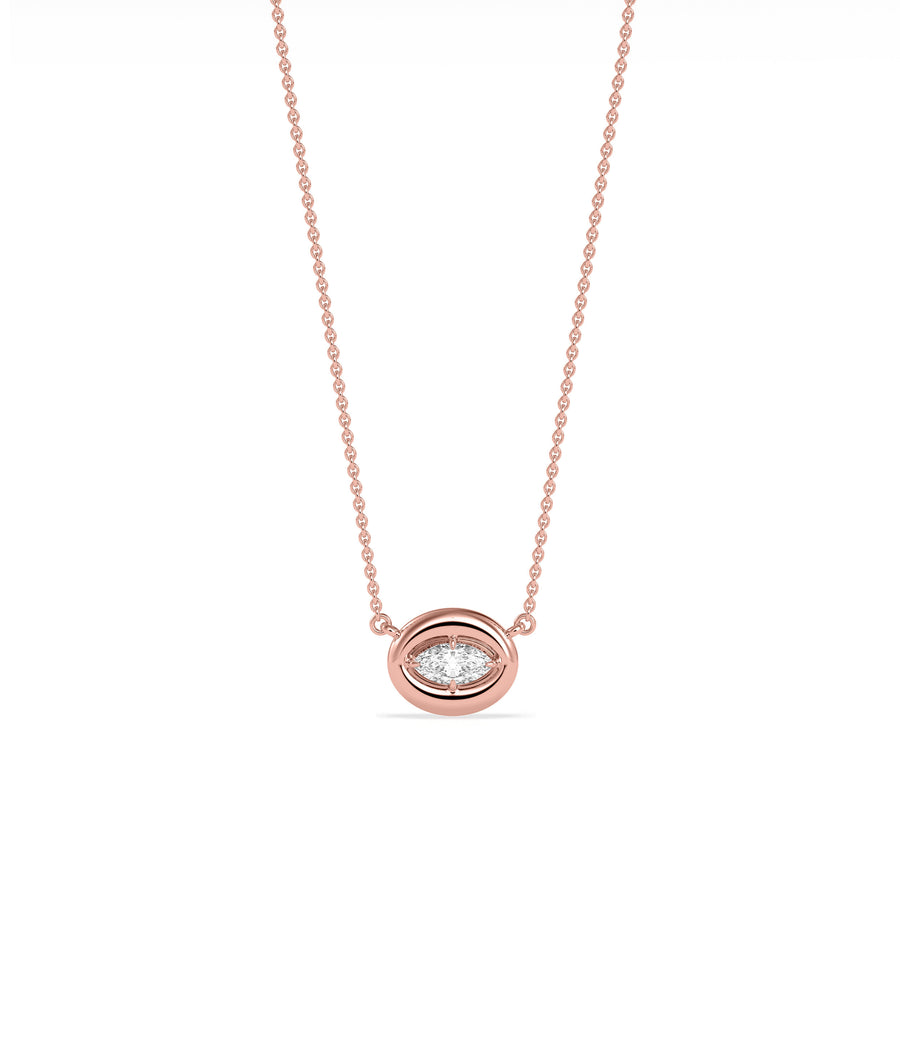 Bubble solitaire diamond necklace crafted in 14K solid rose gold