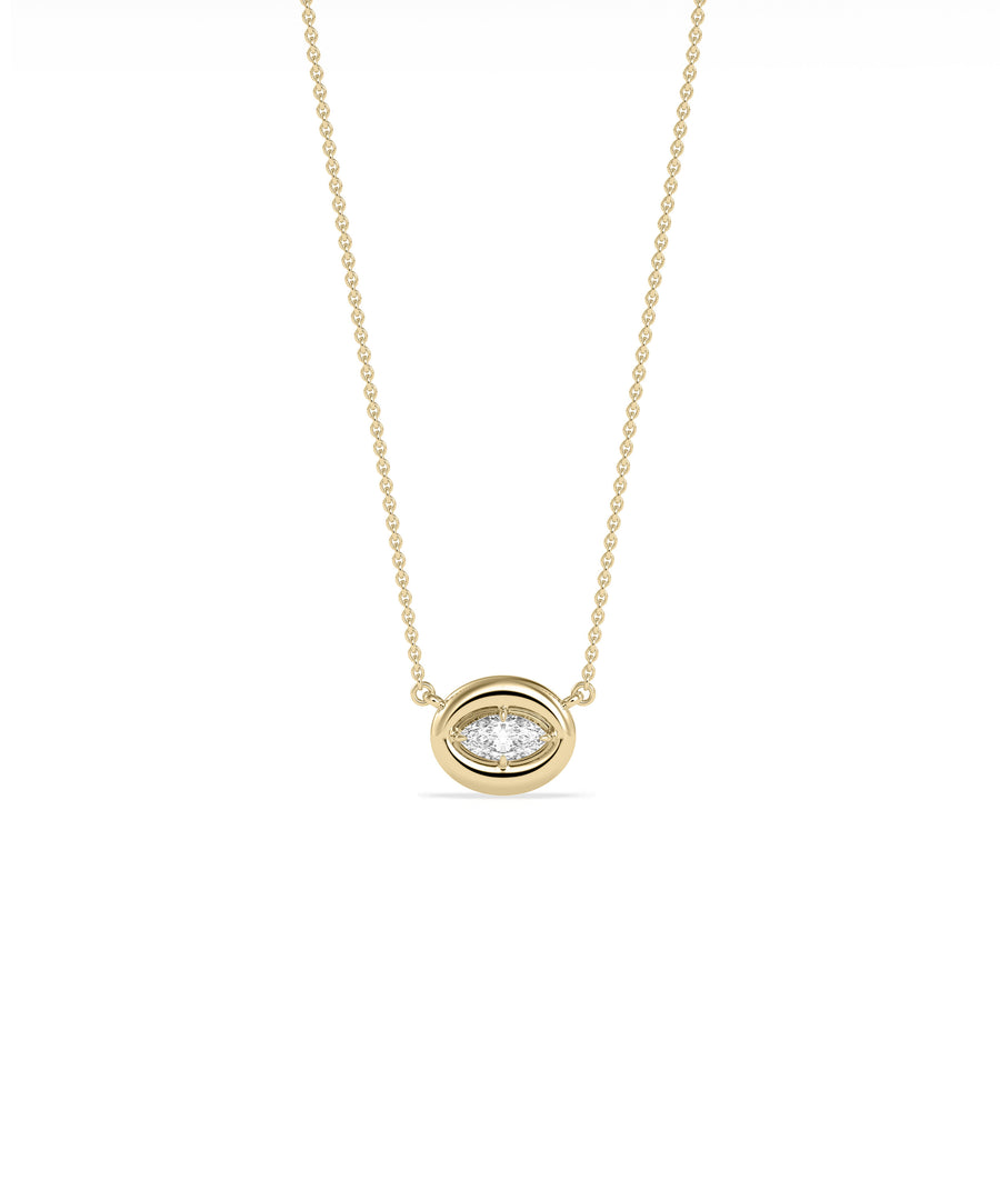 Bubble solitaire diamond necklace crafted in 14K solid yellow gold