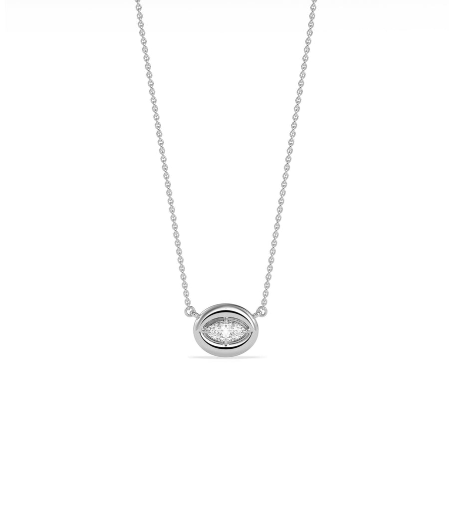 Bubble solitaire diamond necklace crafted in 14K solid white gold
