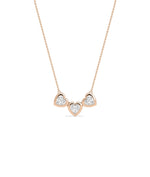 Bubble three heart diamond necklace in 14K rose gold