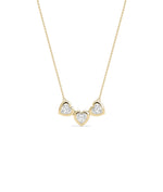 Bubble three heart diamond necklace in 14K yellow solid gold