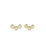 Bubble three-stone chevron diamond stud earrings in 14K yellow gold