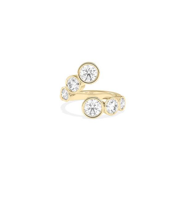 Bypass bezel-set round lab diamond ring in 14K yellow gold