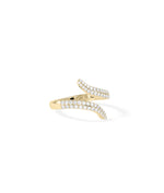 Bypass pavé diamond ring in 14K yellow gold side view