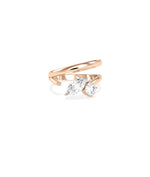 Bypass two-stone lab diamond ring in rose gold dainty style