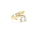 Bypass two-stone lab diamond ring in 14K yellow gold side profile