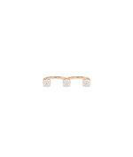 Cluster round lab diamond two finger ring in rose gold