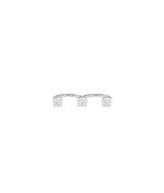 Cluster round lab diamond two finger ring in 14K white gold