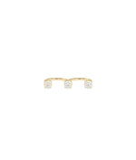 Cluster round lab diamond two finger ring in 14K yellow gold