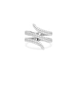 Coil pave diamond bypass ring in 14K solid white gold