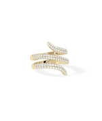 Coil pave diamond ring in 14K yellow gold side profile view